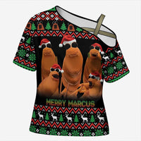 Marcus The Worm Christmas Cross Shoulder Shirt Funny Gen Alpha Meme Slang - Wonder Print Shop