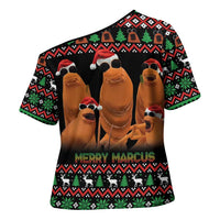 Marcus The Worm Christmas Cross Shoulder Shirt Funny Gen Alpha Meme Slang - Wonder Print Shop