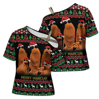 Marcus The Worm Christmas Cross Shoulder Shirt Funny Gen Alpha Meme Slang - Wonder Print Shop