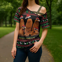 Marcus The Worm Christmas Cross Shoulder Shirt Funny Gen Alpha Meme Slang - Wonder Print Shop