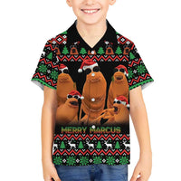 Marcus The Worm Christmas Family Matching Off Shoulder Maxi Dress and Hawaiian Shirt Funny Gen Alpha Meme Slang - Wonder Print Shop