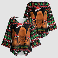 Marcus The Worm Christmas Kimono Sleeve Blouse Funny Gen Alpha Meme Slang - Wonder Print Shop