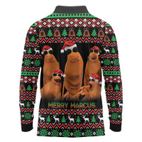 Marcus The Worm Christmas Long Sleeve Polo Shirt Funny Gen Alpha Meme Slang - Wonder Print Shop
