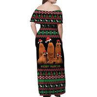 Marcus The Worm Christmas Off Shoulder Maxi Dress Funny Gen Alpha Meme Slang - Wonder Print Shop