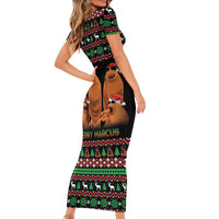 Marcus The Worm Christmas Short Sleeve Bodycon Dress Funny Gen Alpha Meme Slang - Wonder Print Shop