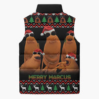 Marcus The Worm Christmas Sleeveless Puffer Jacket Funny Gen Alpha Meme Slang - Wonder Print Shop