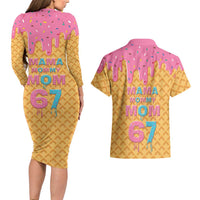 Mama Mommy Mom Six Seven 67 Couples Matching Long Sleeve Bodycon Dress and Hawaiian Shirt Sweet Dripping Style - Wonder Print Shop