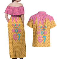 Mama Mommy Mom Six Seven 67 Couples Matching Off Shoulder Maxi Dress and Hawaiian Shirt Sweet Dripping Style - Wonder Print Shop