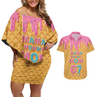 Mama Mommy Mom Six Seven 67 Couples Matching Off Shoulder Short Dress and Hawaiian Shirt Sweet Dripping Style - Wonder Print Shop