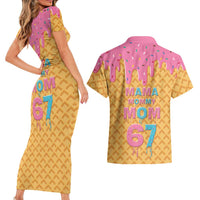 Mama Mommy Mom Six Seven 67 Couples Matching Short Sleeve Bodycon Dress and Hawaiian Shirt Sweet Dripping Style - Wonder Print Shop