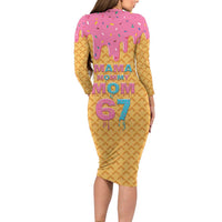 Mama Mommy Mom Six Seven 67 Family Matching Long Sleeve Bodycon Dress and Hawaiian Shirt Sweet Dripping Style