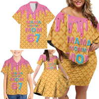 Mama Mommy Mom Six Seven 67 Family Matching Off Shoulder Short Dress and Hawaiian Shirt Sweet Dripping Style