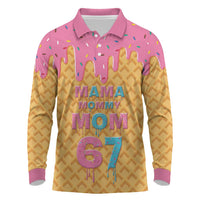 Mama Mommy Mom Six Seven 67 Long Sleeve Polo Shirt Sweet Dripping Style - Wonder Print Shop