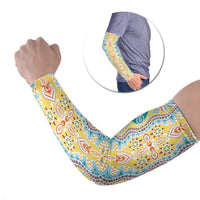 Indian Mandala Pattern Arm Sleeves Yellow Geometric Floral Mandala