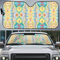Indian Mandala Pattern Auto Sun Shade Yellow Geometric Floral Mandala