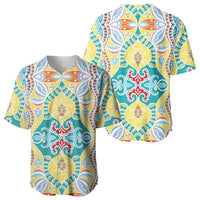 Indian Mandala Pattern Baseball Jersey Yellow Geometric Floral Mandala
