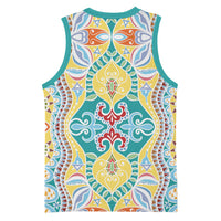 Indian Mandala Pattern Basketball Jersey Yellow Geometric Floral Mandala