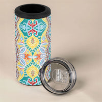 Indian Mandala Pattern 4 in 1 Can Cooler Tumbler Yellow Geometric Floral Mandala