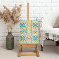 Indian Mandala Pattern Canvas Wall Art Yellow Geometric Floral Mandala