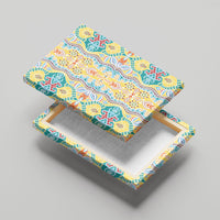 Indian Mandala Pattern Canvas Wall Art Yellow Geometric Floral Mandala