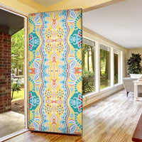 Indian Mandala Pattern Door Cover Yellow Geometric Floral Mandala