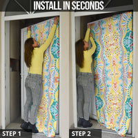 Indian Mandala Pattern Door Cover Yellow Geometric Floral Mandala
