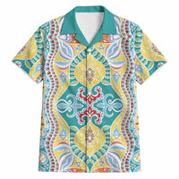 Indian Mandala Pattern Hawaiian Shirt Yellow Geometric Floral Mandala