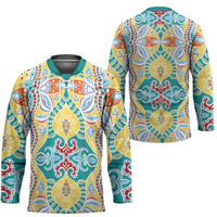 Indian Mandala Pattern Hockey Jersey Yellow Geometric Floral Mandala