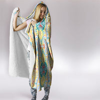 Indian Mandala Pattern Hooded Blanket Yellow Geometric Floral Mandala