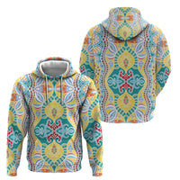 Indian Mandala Pattern Hoodie Yellow Geometric Floral Mandala