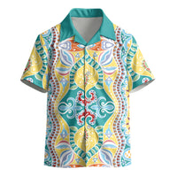 Indian Mandala Pattern Kid Hawaiian Shirt Yellow Geometric Floral Mandala