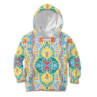 Indian Mandala Pattern Kid Hoodie Yellow Geometric Floral Mandala