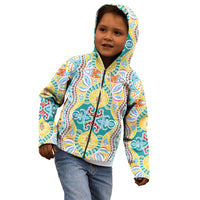 Indian Mandala Pattern Kid Hoodie Yellow Geometric Floral Mandala