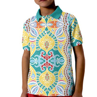 Indian Mandala Pattern Kid Polo Shirt Yellow Geometric Floral Mandala