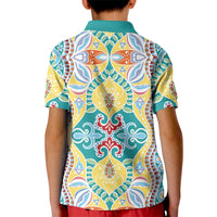 Indian Mandala Pattern Kid Polo Shirt Yellow Geometric Floral Mandala