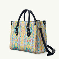 Indian Mandala Pattern Leather Bag Yellow Geometric Floral Mandala