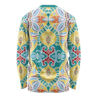 Indian Mandala Pattern Long Sleeve Shirt Yellow Geometric Floral Mandala