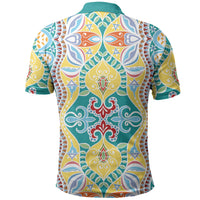 Indian Mandala Pattern Polo Shirt Yellow Geometric Floral Mandala