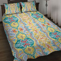 Indian Mandala Pattern Quilt Bed Set Yellow Geometric Floral Mandala