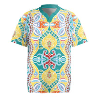 Indian Mandala Pattern Rugby Jersey Yellow Geometric Floral Mandala