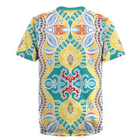 Indian Mandala Pattern Rugby Jersey Yellow Geometric Floral Mandala