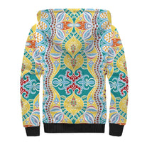 Indian Mandala Pattern Sherpa Hoodie Yellow Geometric Floral Mandala