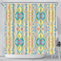 Indian Mandala Pattern Shower Curtain Yellow Geometric Floral Mandala