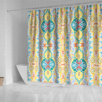 Indian Mandala Pattern Shower Curtain Yellow Geometric Floral Mandala