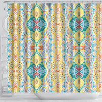 Indian Mandala Pattern Shower Curtain Yellow Geometric Floral Mandala