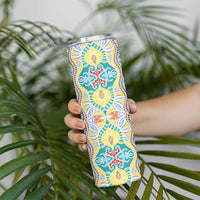 Indian Mandala Pattern Skinny Tumbler Yellow Geometric Floral Mandala