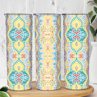 Indian Mandala Pattern Skinny Tumbler Yellow Geometric Floral Mandala