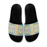 Indian Mandala Pattern Slide Sandals Yellow Geometric Floral Mandala