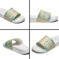 Indian Mandala Pattern Slide Sandals Yellow Geometric Floral Mandala