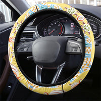 Indian Mandala Pattern Steering Wheel Cover Yellow Geometric Floral Mandala